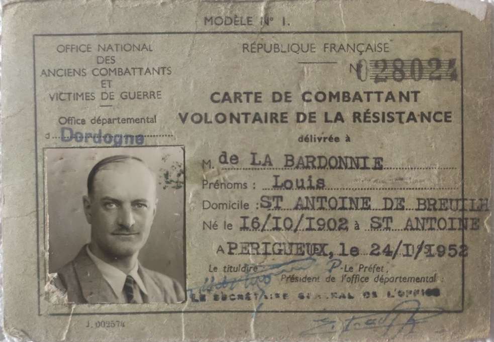 Carte combattant volontaire Résistance